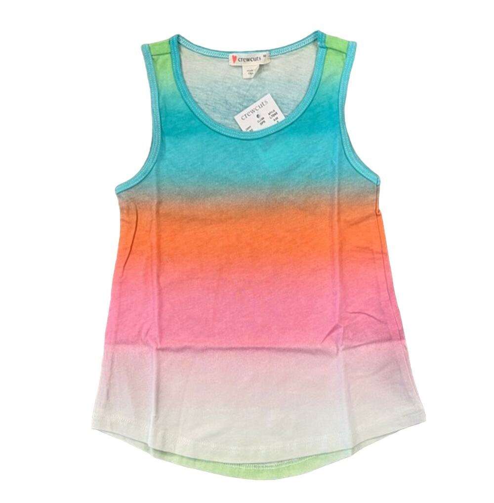 NWT J. Crew Girls' Teal/Green/Orange/Pink/White Ombre Tank Top - SIZE 2